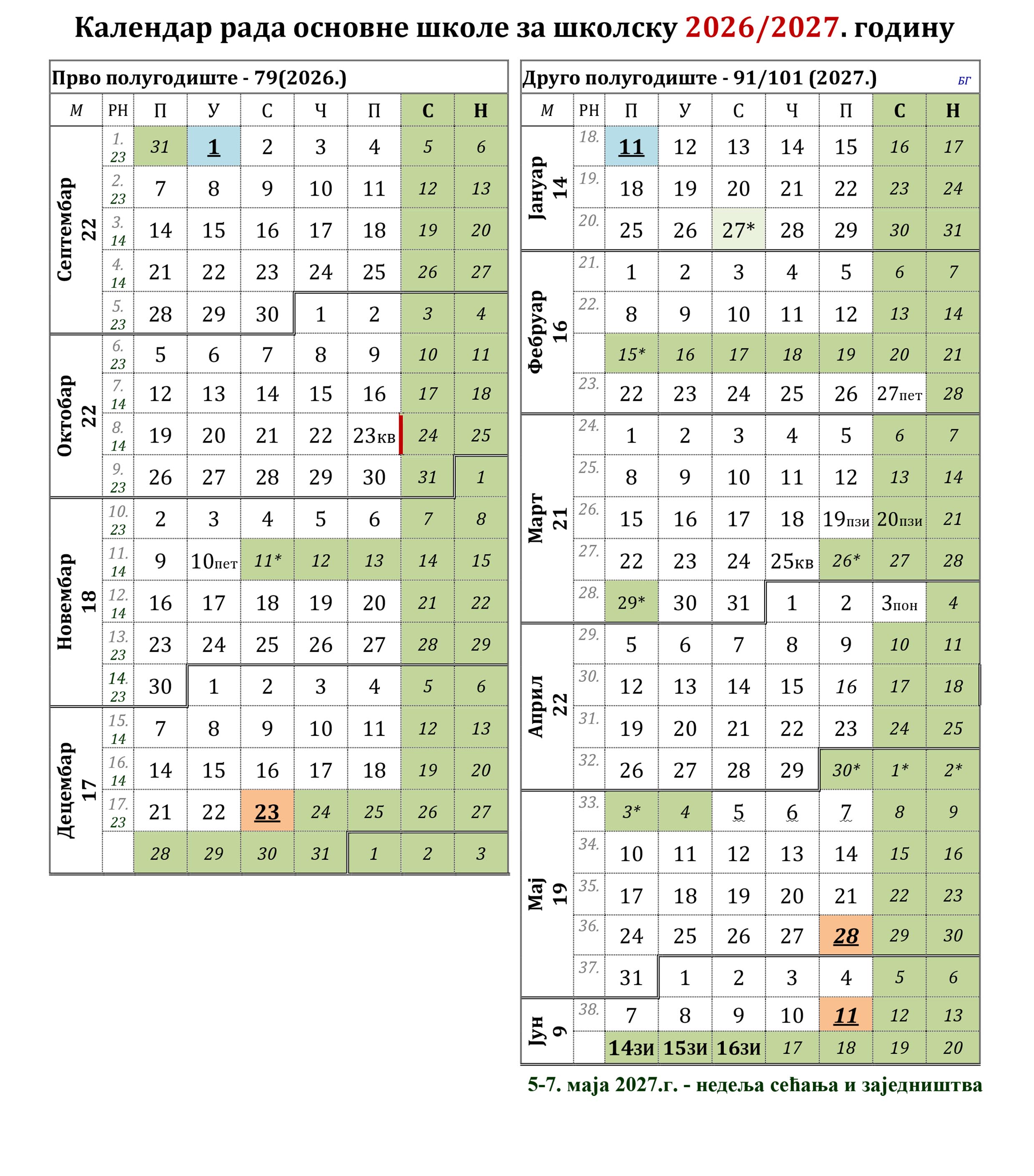 Kalendar rada